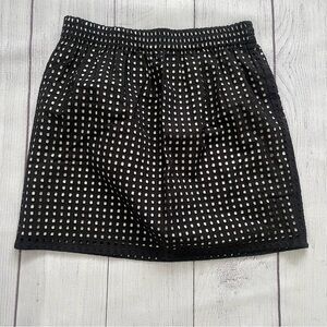 LOFT Black and Cream Elastic Waist Skirt Size Medium